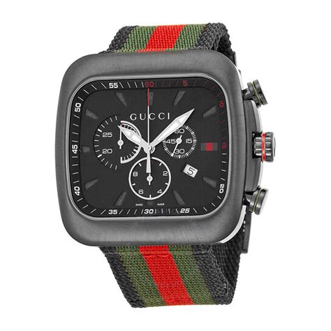 Gucci Coupe Chronograph Black Dial Nylon Strap 